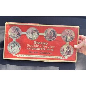 1910’s Sterno Double Service Cook Stove #46 Campfire Outdoor Stove In Box!